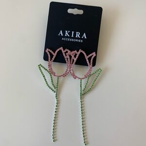 NWT Pink and Green Tulip Earrings